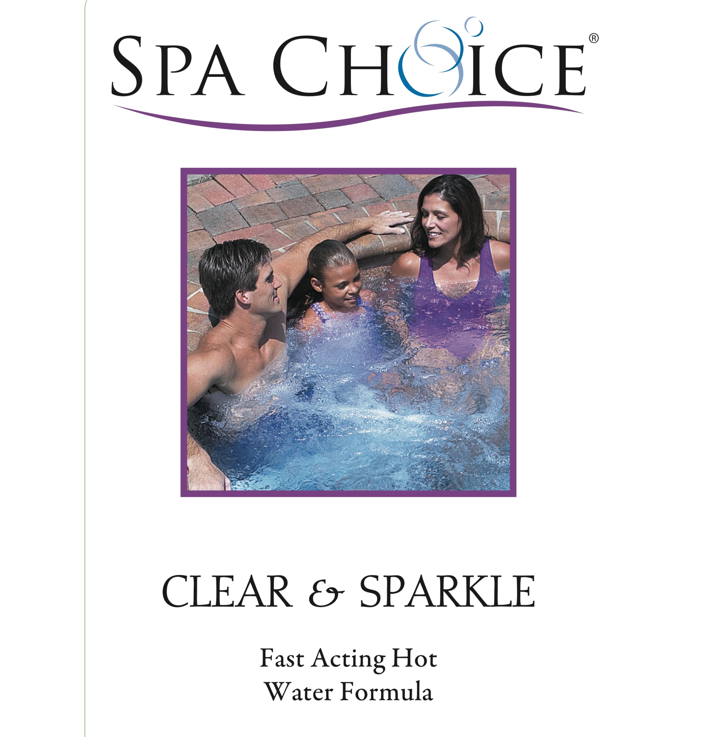 SpaChoice water close-up showing quick particle settling for sparkle