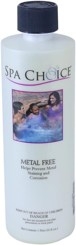 SpaChoice waterline application near spa edge helps prevent metal staining
