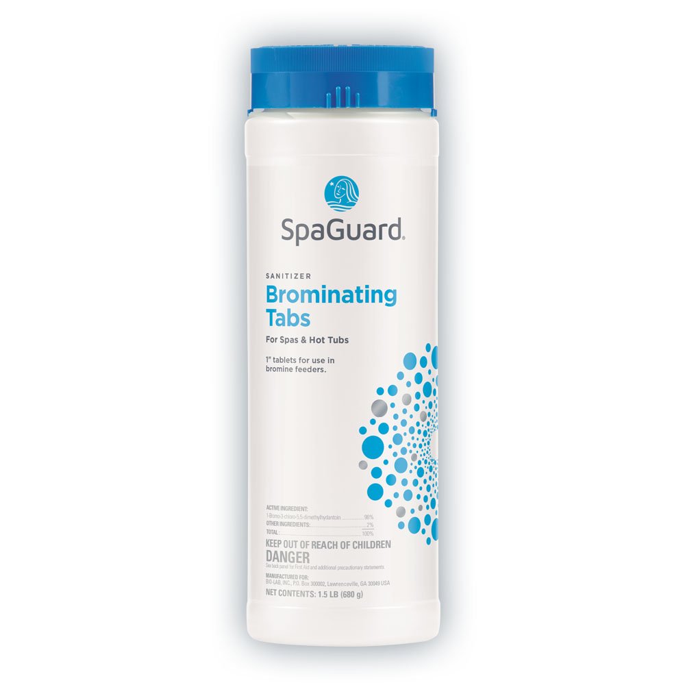 SpaGuard brominating tablets pack front view for reliable spa sanitation.