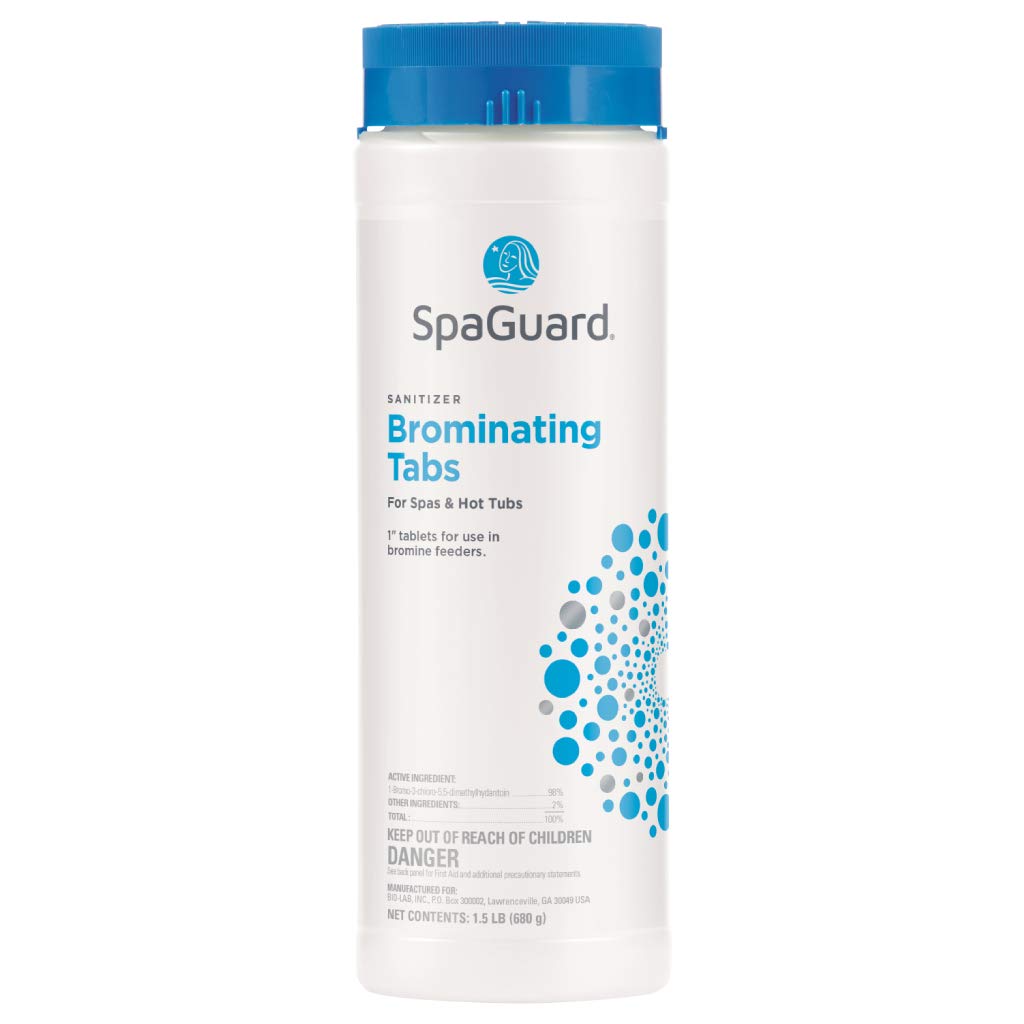 SpaGuard brominating tablets dissolving in water to show slow release protection.