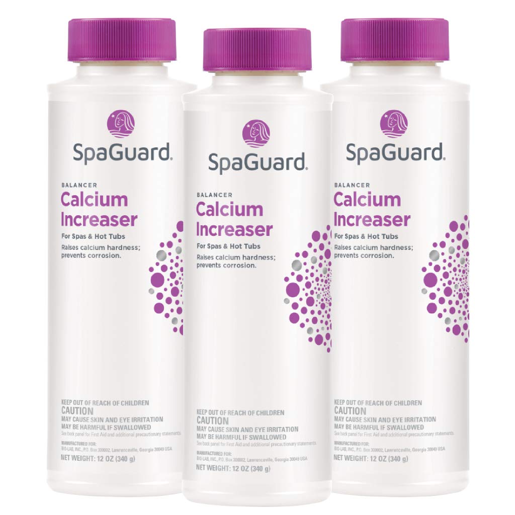 SpaGuard Calcium Hardness Increaser bottle raises calcium safely for balanced spa water.