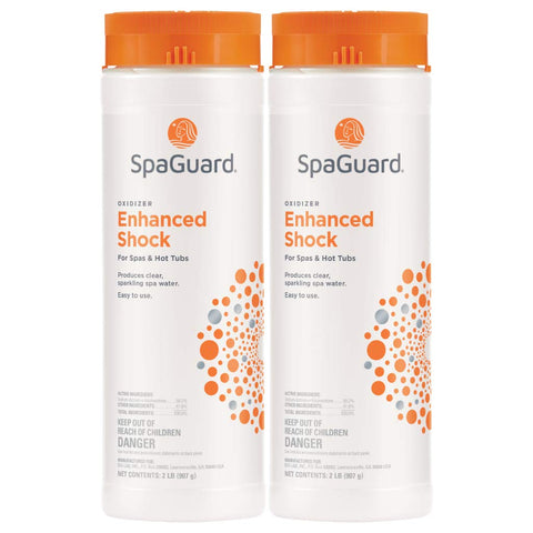 SpaGuard Enhanced Shock 2lb bottle for rapid spa shock and water sparkle.