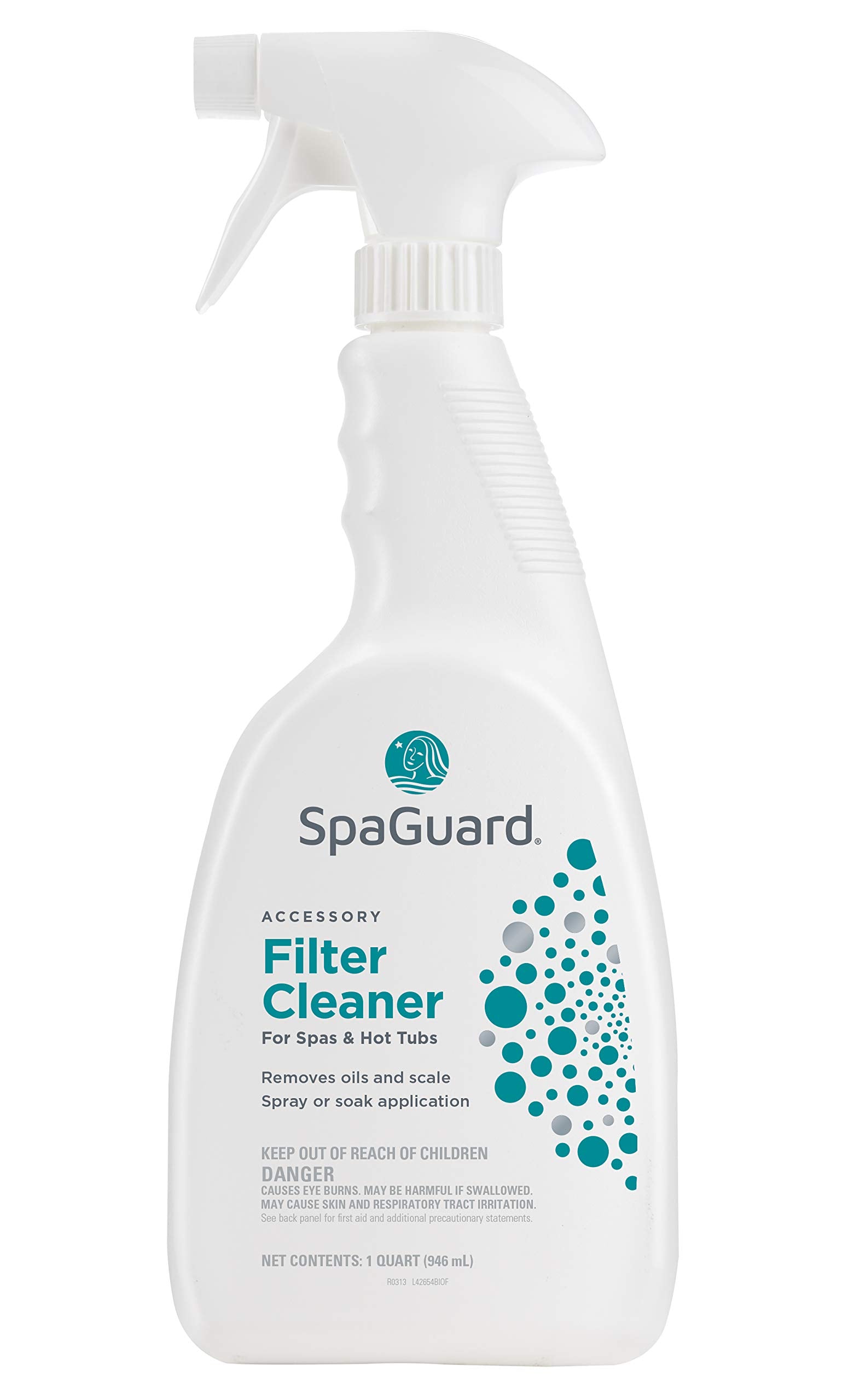 SpaGuard filter cleaner bottle pour cleans spa filters for clearer water