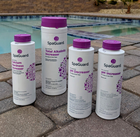 SpaGuard pH Decreaser bottle lowering spa water pH