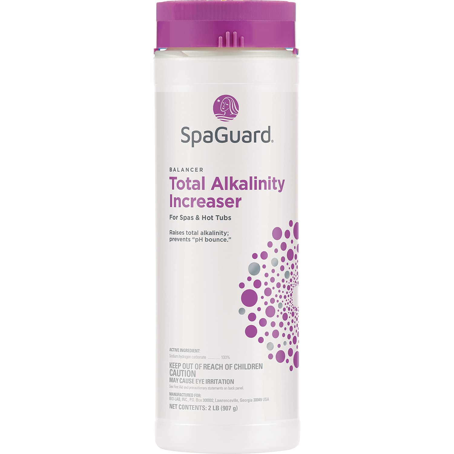 SpaGuard Total Alkalinity Increaser bottle pour balances spa water.