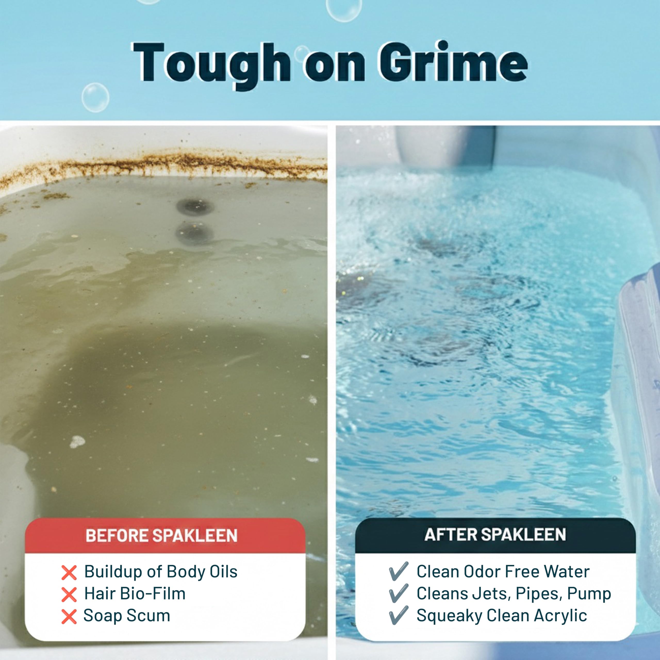 SpaKleen deep-cleaning action reaches jets, pipes, and pumps