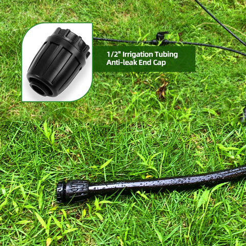 Spalolen 10-pack end caps for half-inch tubing ideal for garden irrigation in any setup.