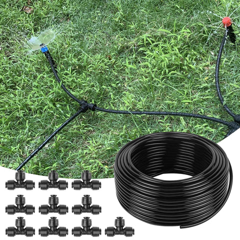 Spalolen 100ft quarter-inch drip tubing unrolled for easy irrigation coverage and even water distribution.
