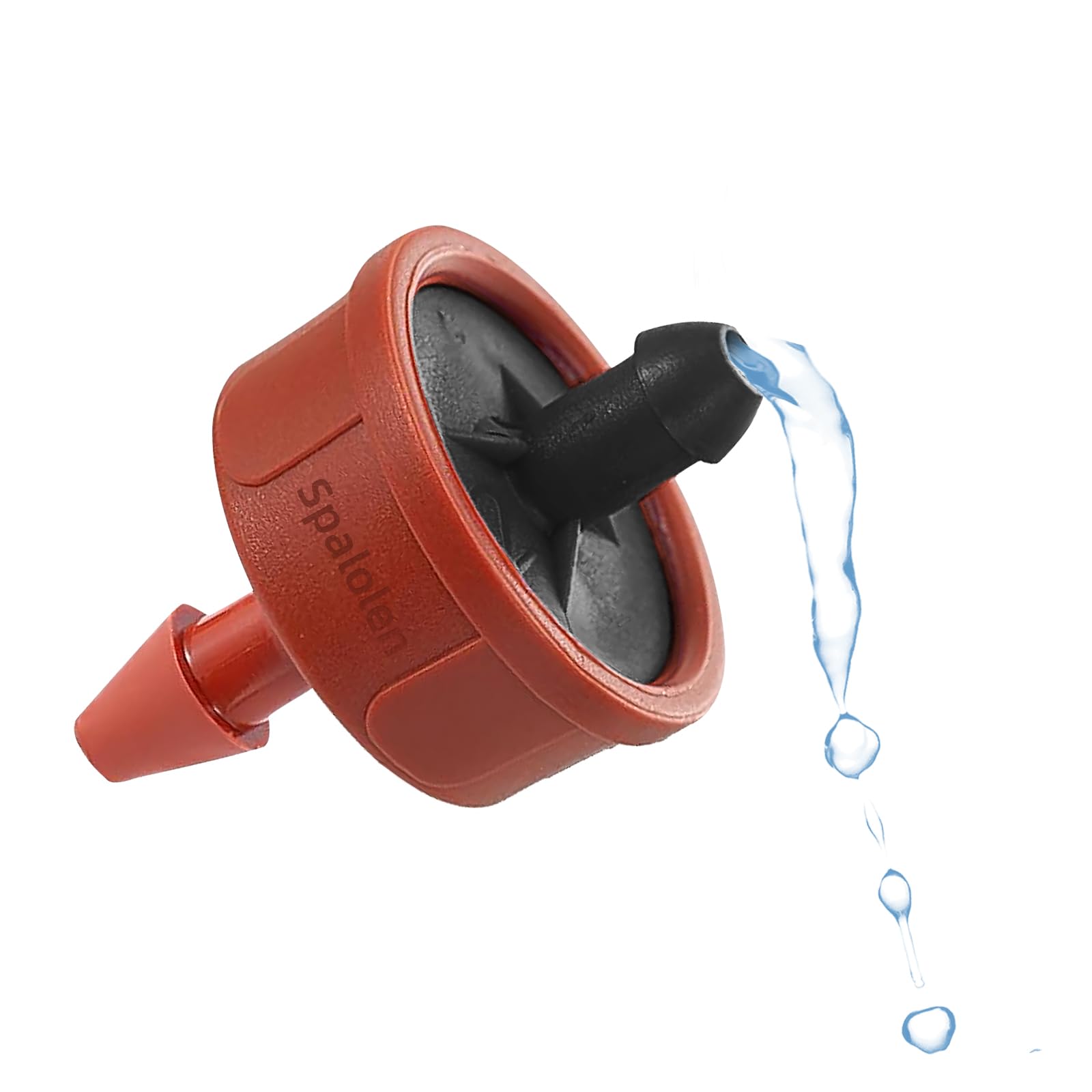 Spalolen 1 GPH pressure-compensating dripper group ensuring steady irrigation across slopes.
