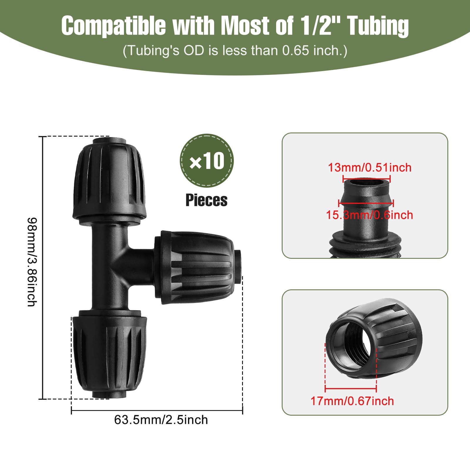 Spalolen anti-leak tee connector ensures durable performance in outdoor setups.