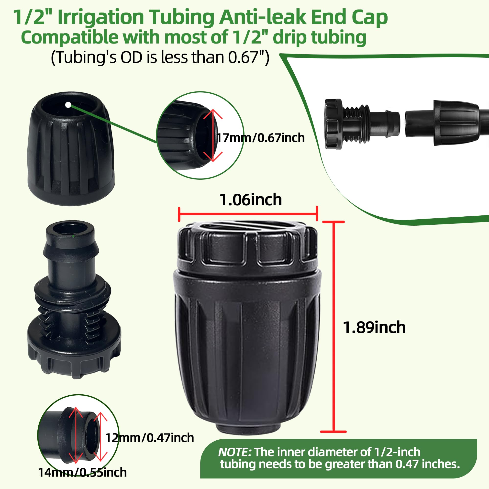 Spalolen drip irrigation end cap ready for quick-fit tubing and leak-free performance.