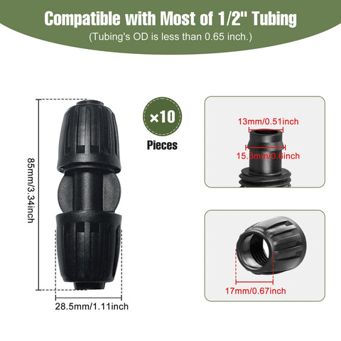 Spalolen twist-lock leak-prevention connector securing irrigation lines.