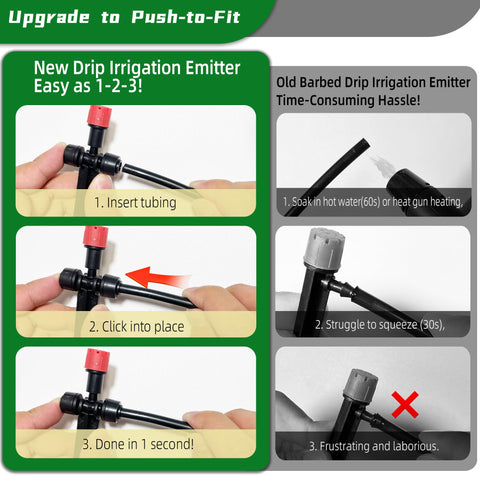 Spalolen two-way connection emitter demonstrates flexible watering patterns for beds and greens.