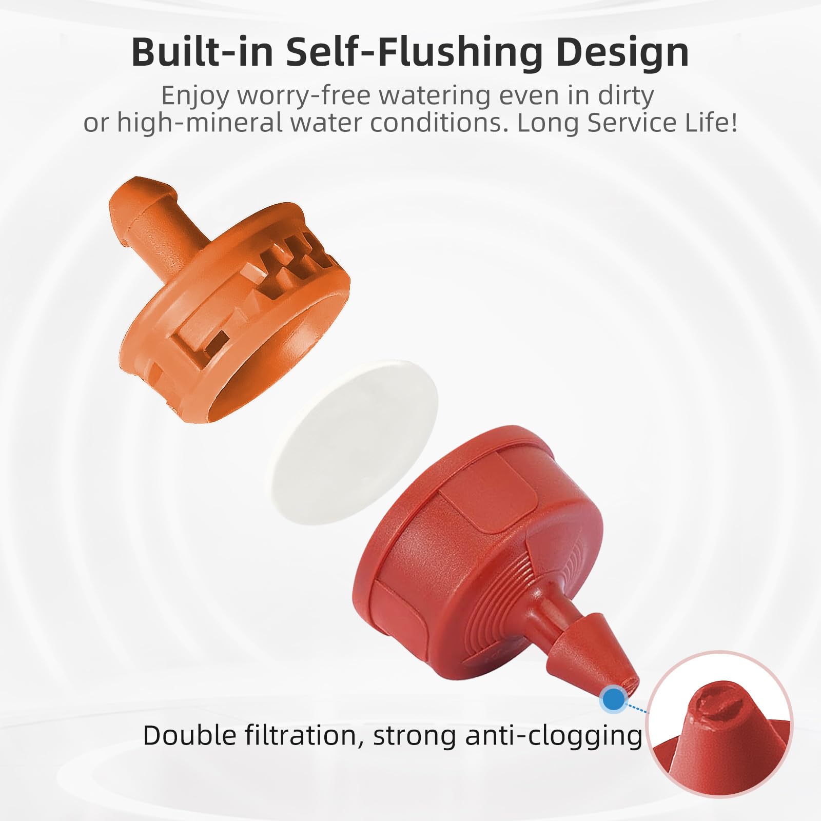 Spalolen UV-resistant plastic emitter withstands sun and heat for outdoor use.