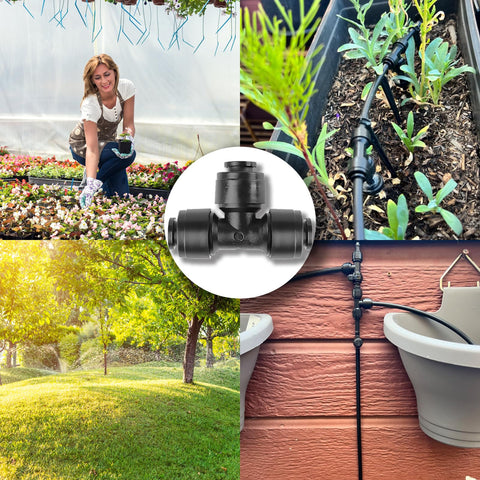 Spalolen versatile 1/4in tee for drip, hydroponics, and mist systems