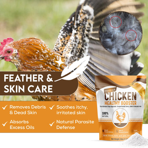 Spanielbuns diatomaceous earth blend aids natural coop hygiene.