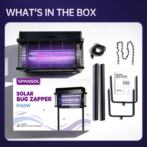 Spansol Solar Bug Zapper Outdoor three-mode control for flexible scheduling.