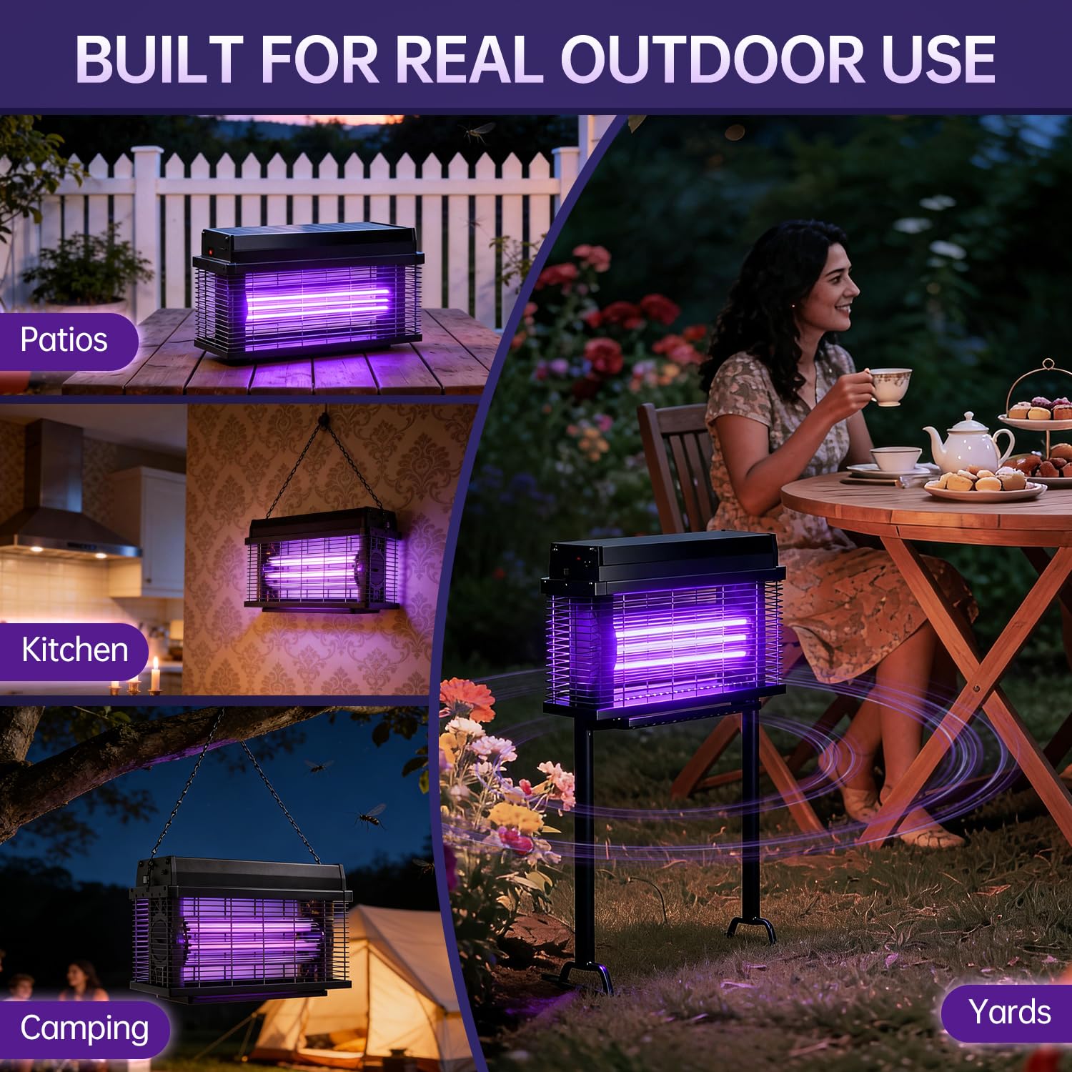 Spansol Solar Bug Zapper Outdoor IP-rated waterproof build for tough weather.