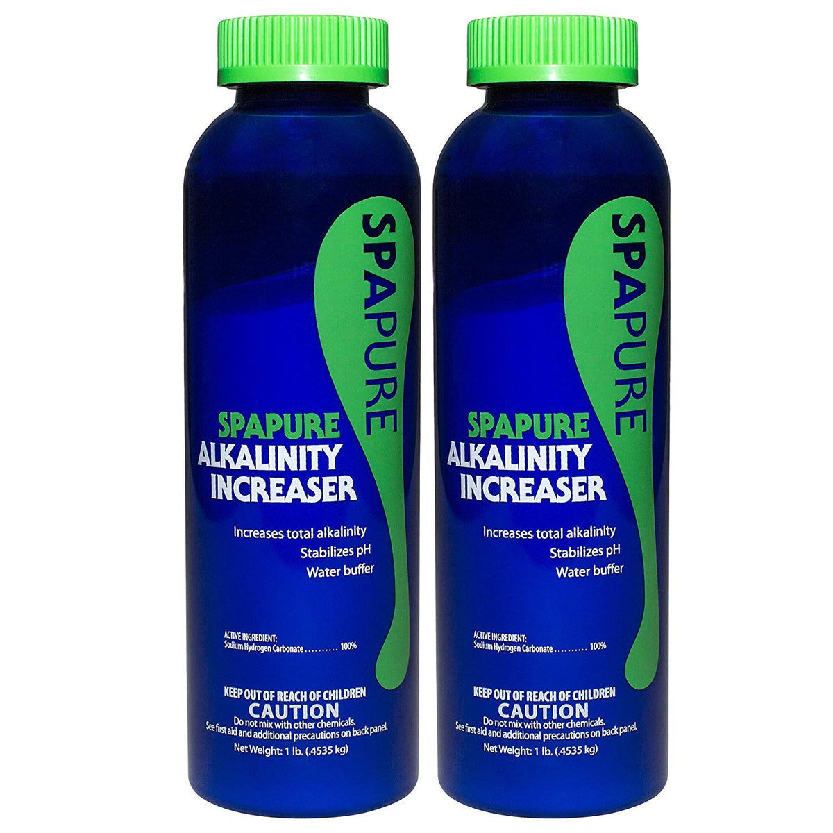 SpaPure Alkalinity Increaser two-pack bottle; helps stabilize pH and protect spa equipment.