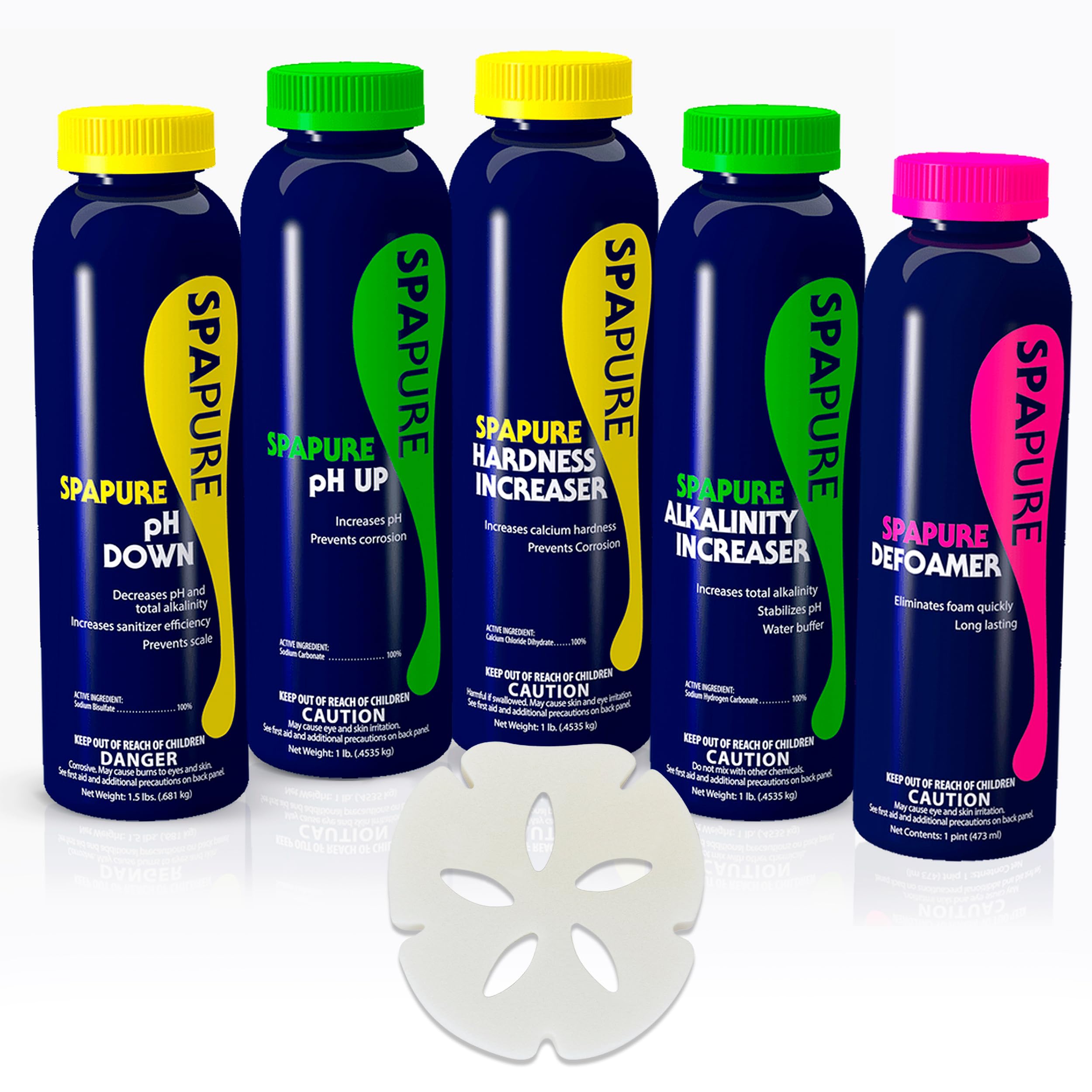 Spapure alkalinity up bottle poured to stabilize spa water pH