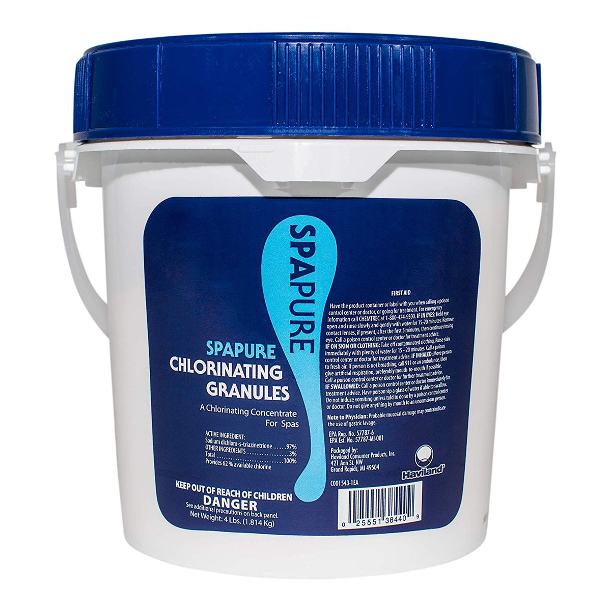 SpaPure chlorinating granules 4lb container for hot tub sanitation and clearer water
