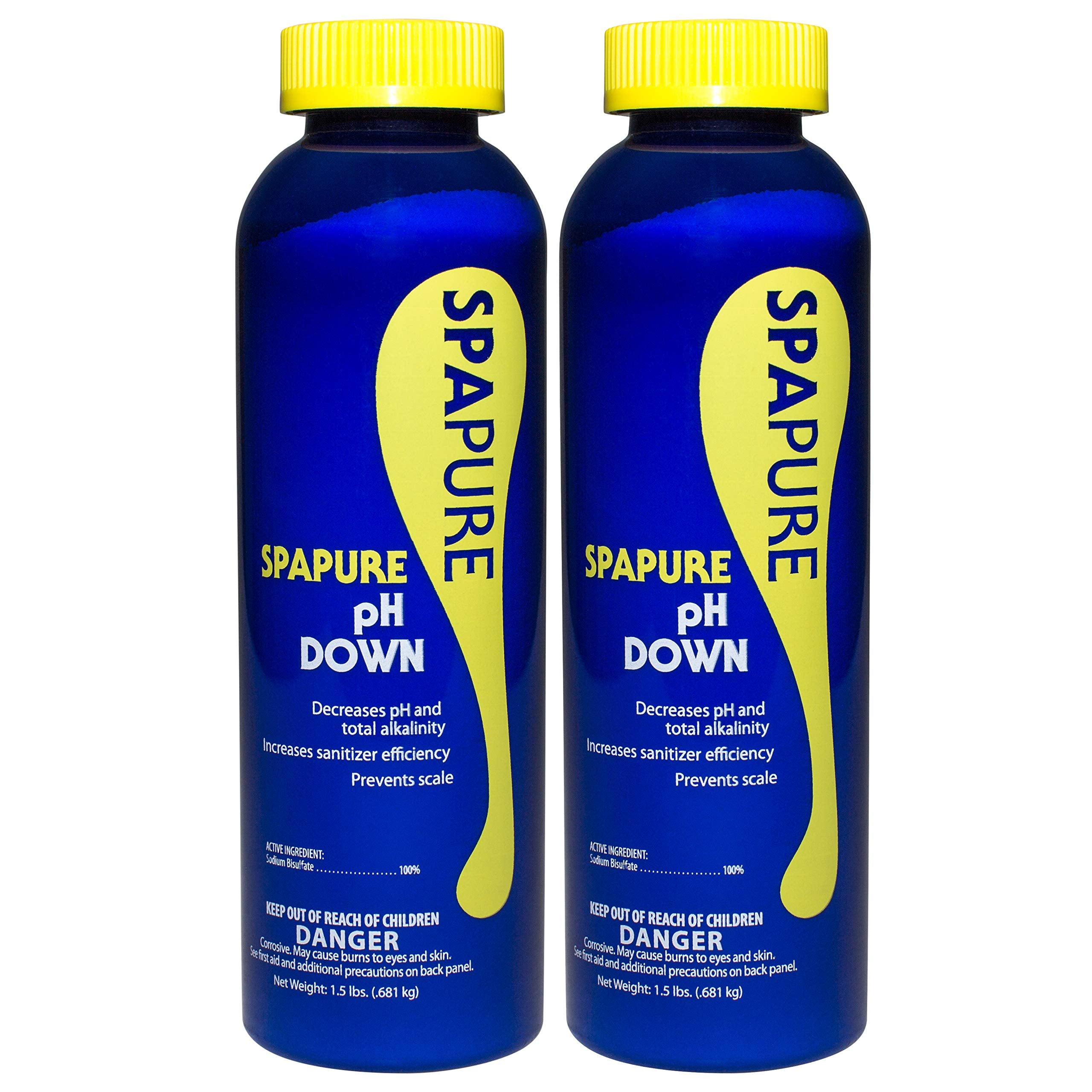 SpaPure pH Down 24 oz bottle in a 2-pack for balanced spa water.