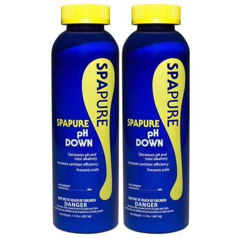 SpaPure pH Down 24 oz bottle in a 2-pack for balanced spa water.