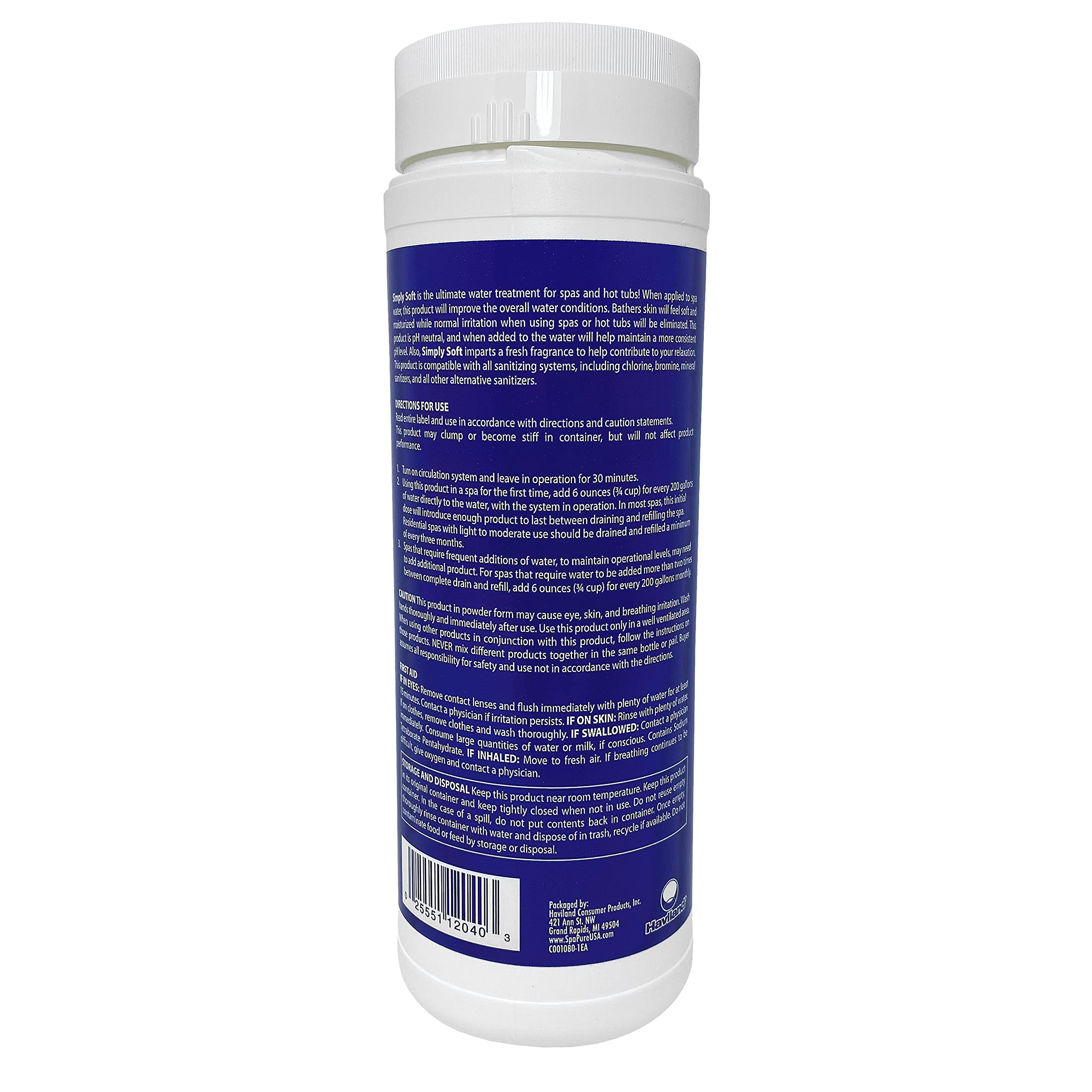 Close-up of SpaPure Simply Soft in spa water showing balanced clarity and a soft fragrance