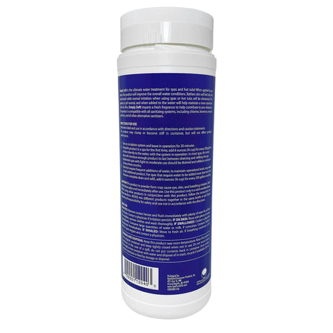 Close-up of SpaPure Simply Soft in spa water showing balanced clarity and a soft fragrance