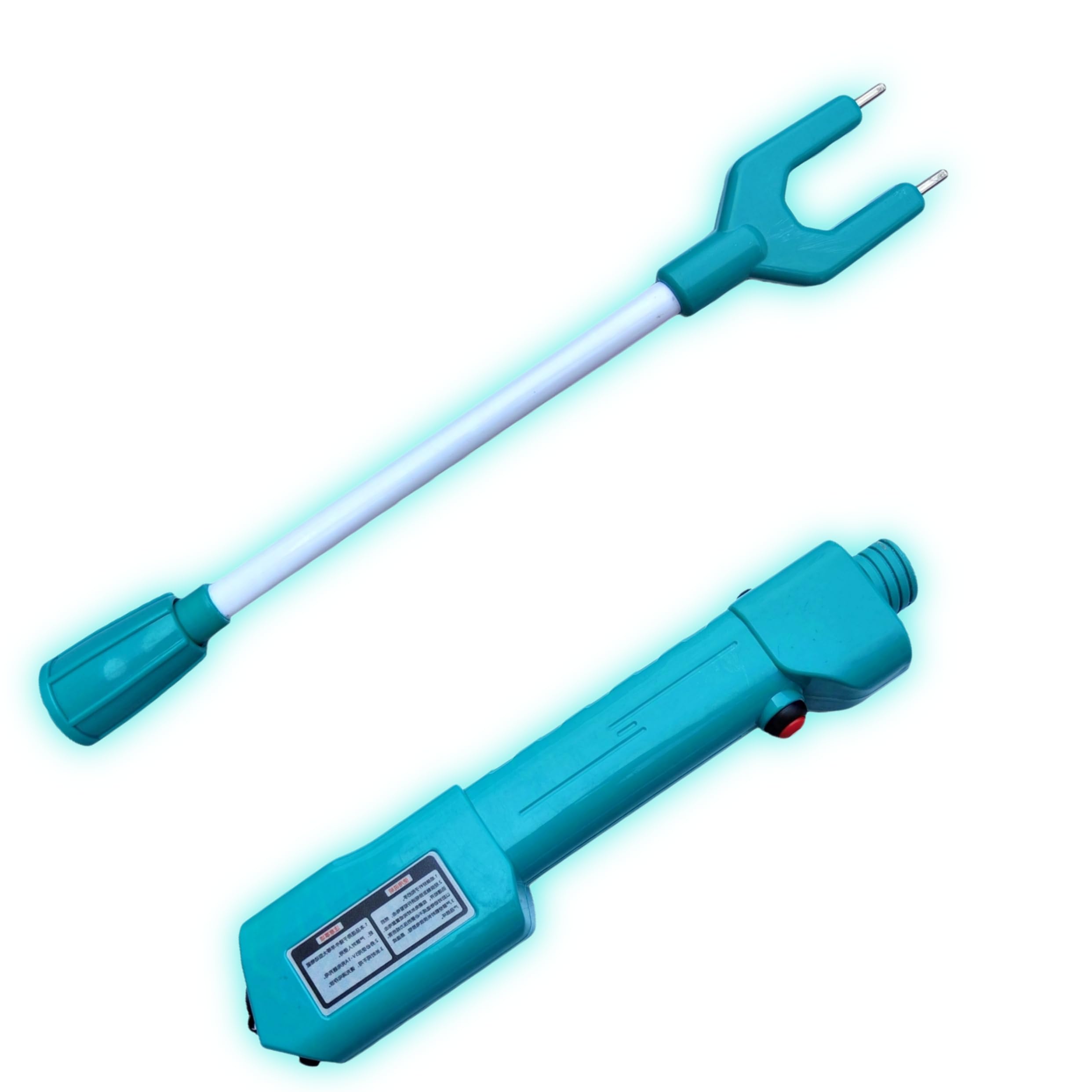 Spark Future rechargeable livestock prod image highlighting long-lasting battery life for field work.