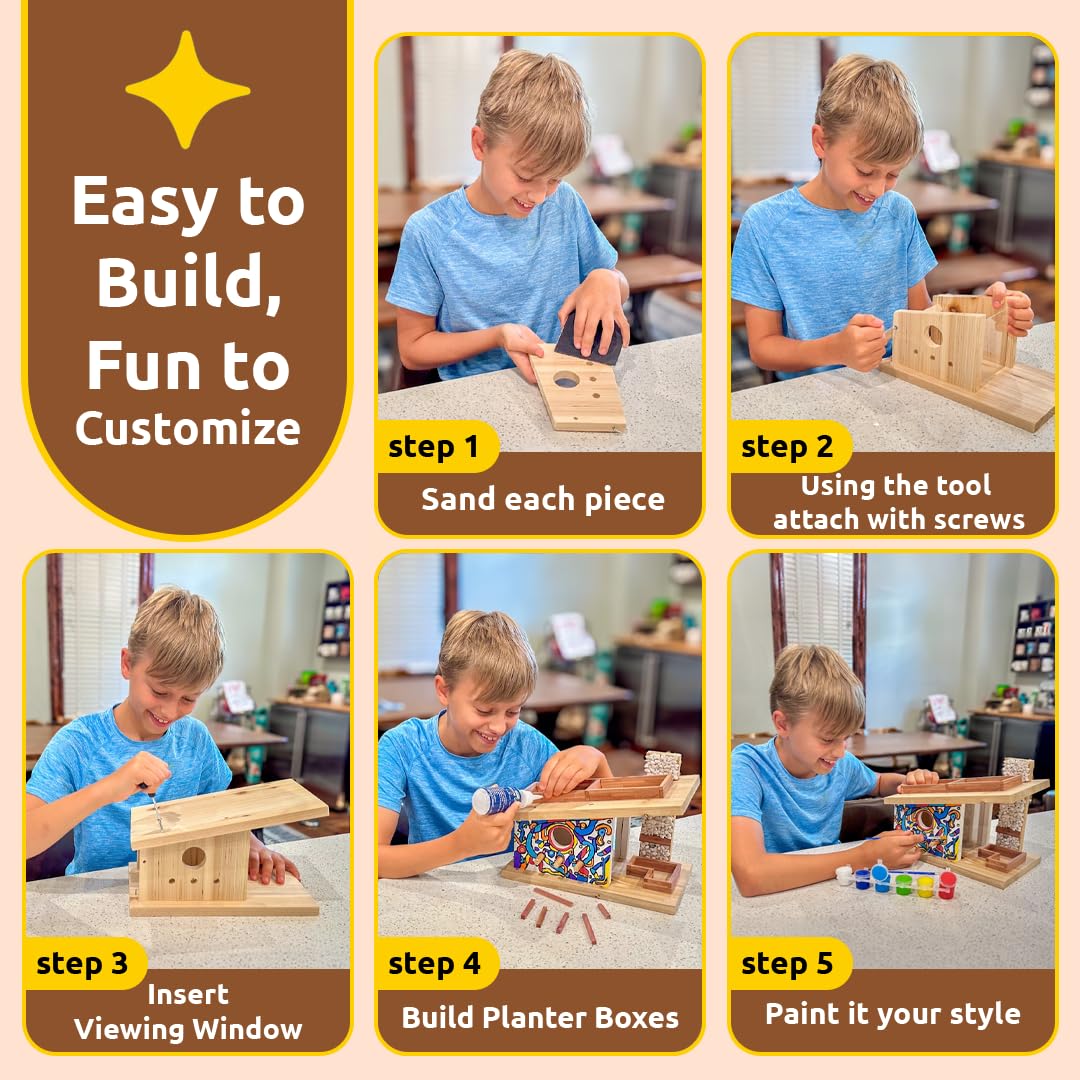 SparkJump Birdhouse Kit painting adds color and texture to outdoor spaces.