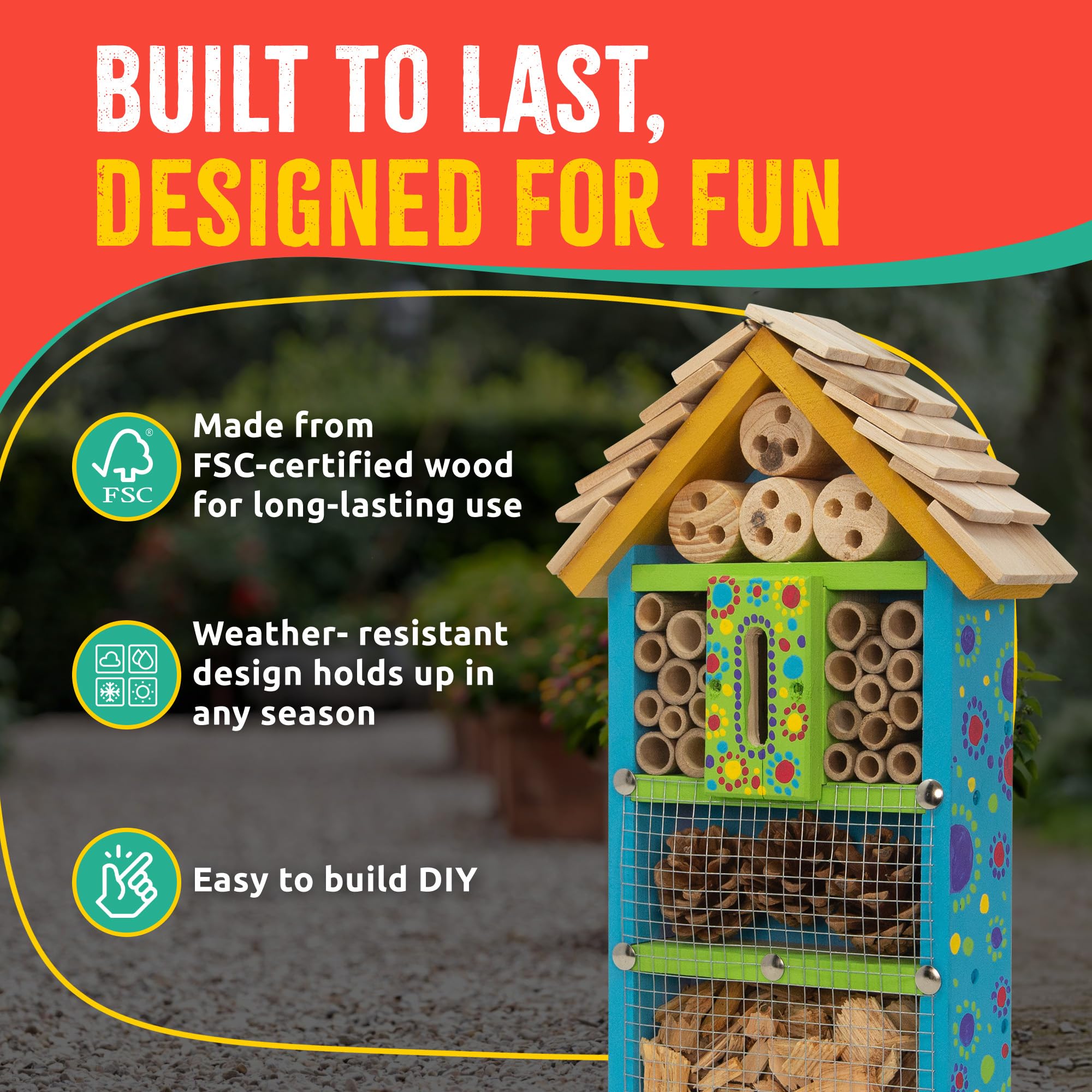 SparkJump bug hotel kit fully assembled ladybug house in garden
