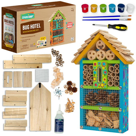 SparkJump bug hotel kit wooden pieces ready for kids' garden project