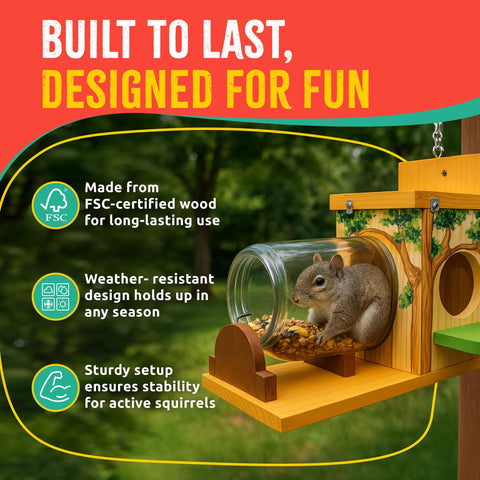 SparkJump family activity bonding while watching squirrels outdoors