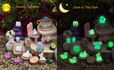 SparkleFab fairy garden figurines glow in the dark for magical landscapes.
