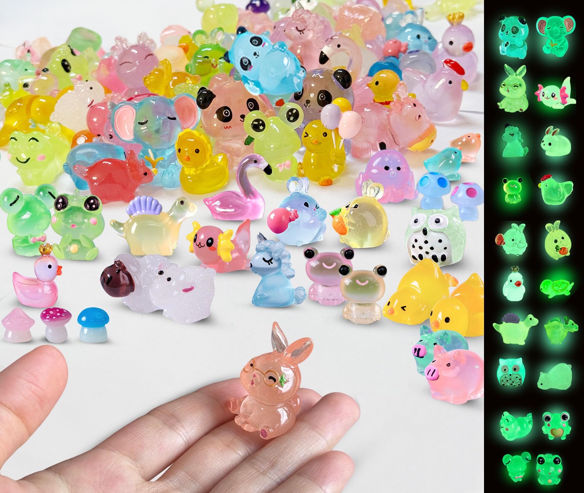 SparkleFab glow mini resin animals illuminate your fairy garden at night.