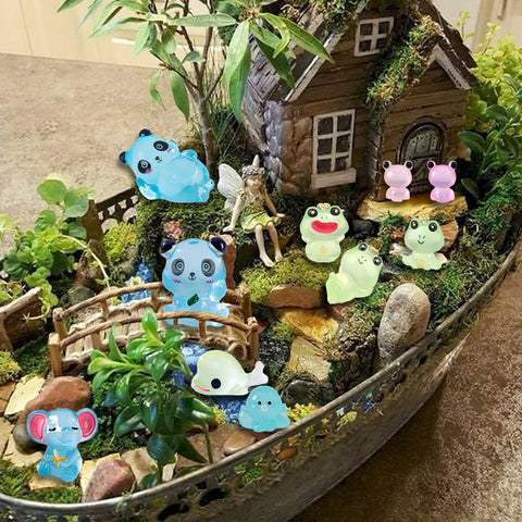 SparkleFab rabbits illuminate mini garden scenes after dusk