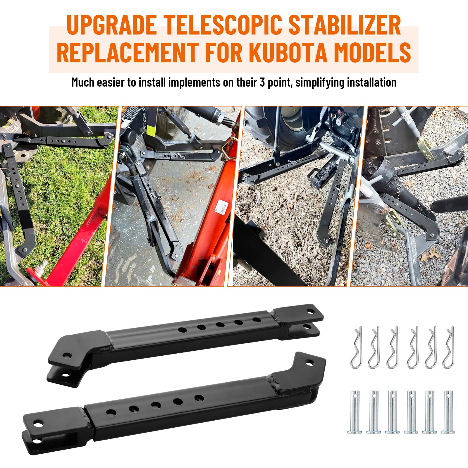 Three-point hitch stabilization reduces sway during implement mounting