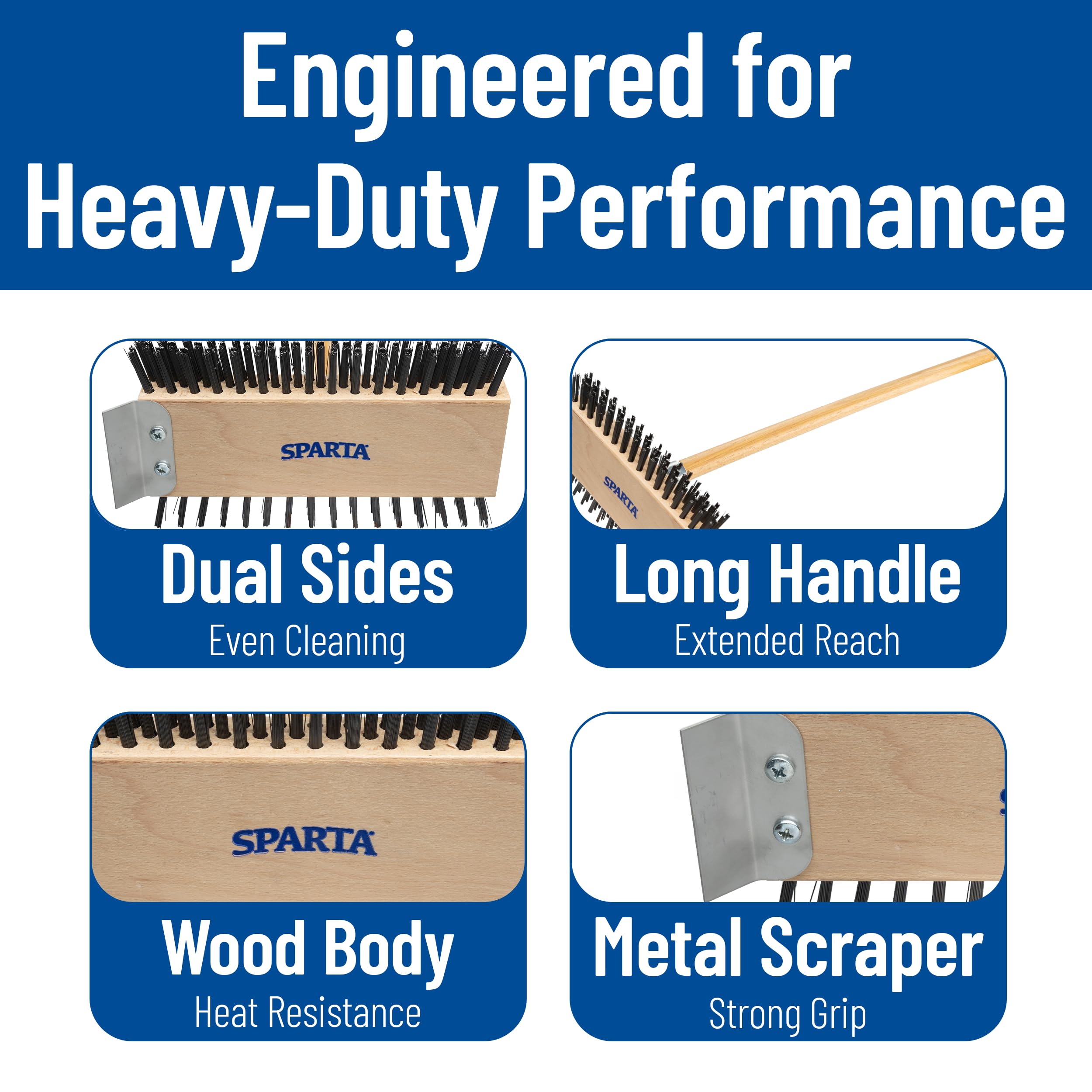 SPARTA wooden handle provides a comfortable, durable grip.