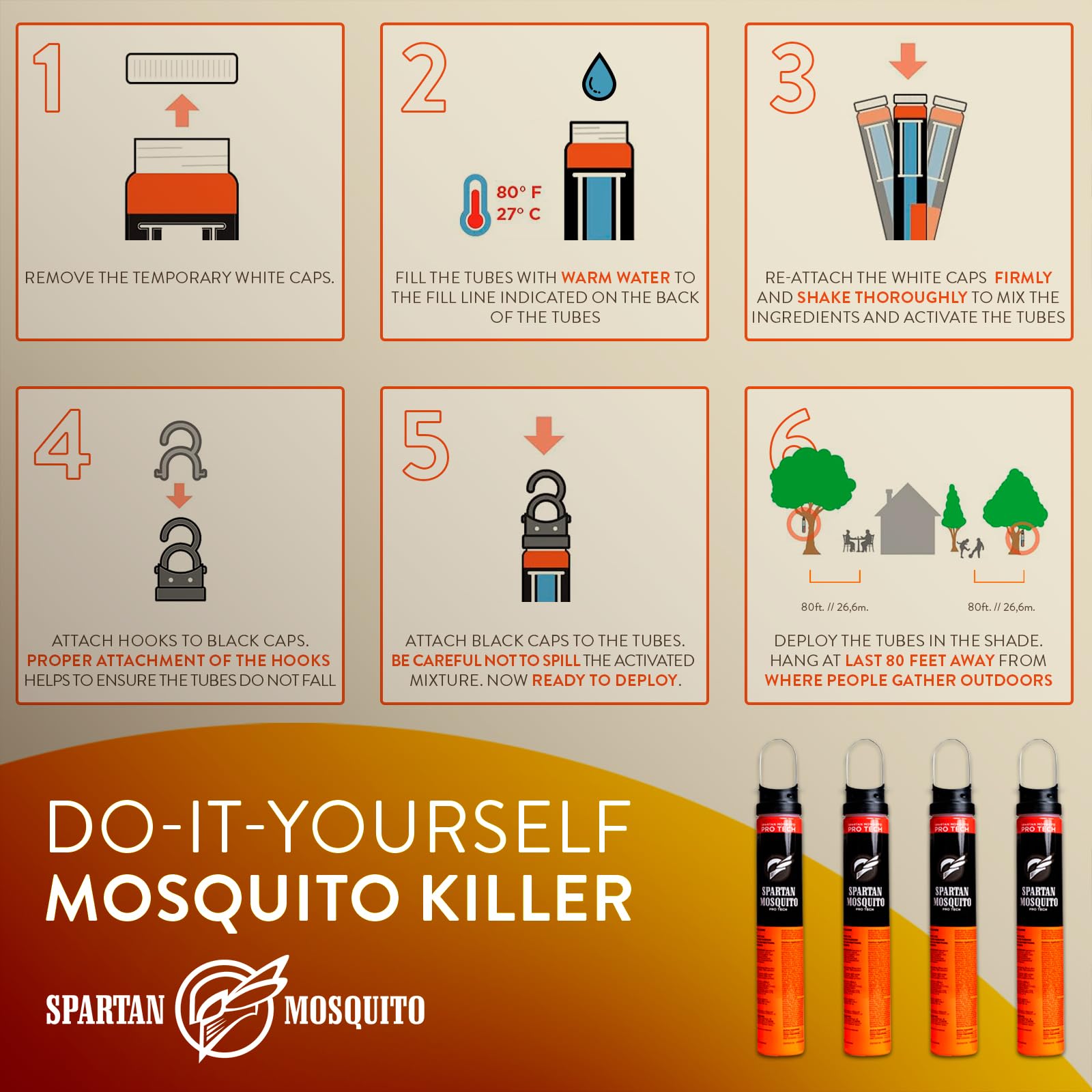 SPARTAN MOSQUITO Pro Tech activation step with warm water for quick setup
