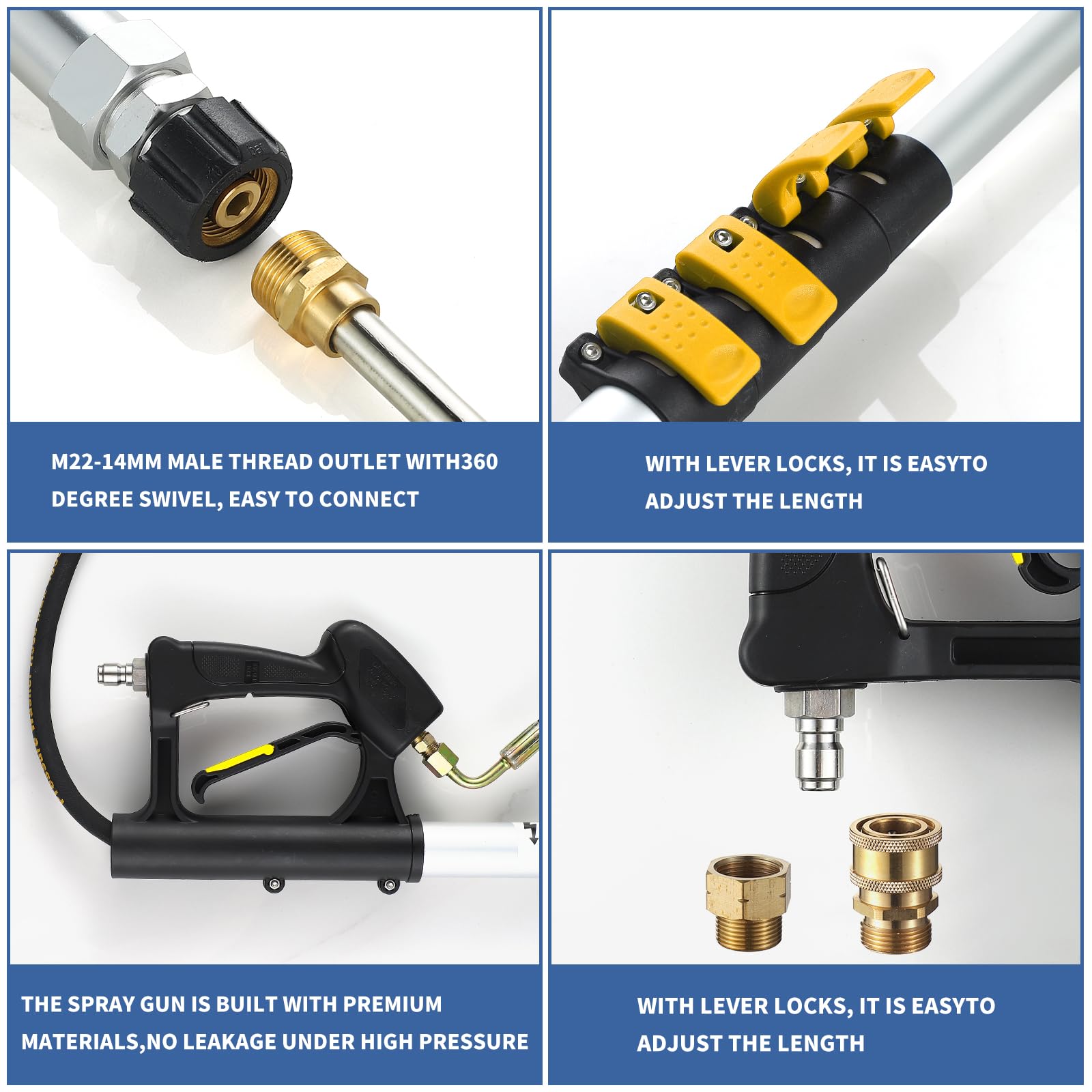 SpBreeze accessories with hose adapters, nozzles, and belt for easier cleaning