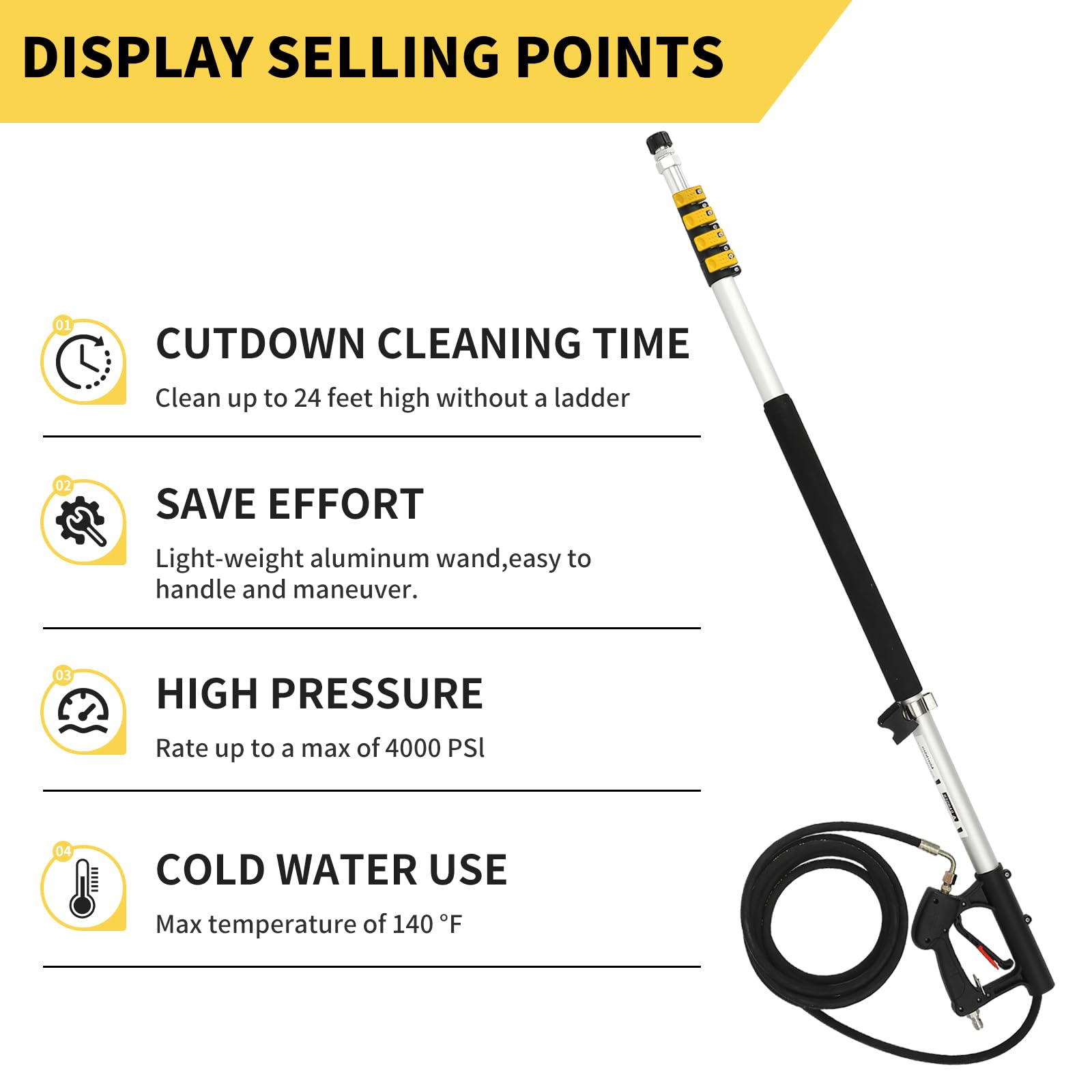 SpBreeze telescoping wand adjustable length lock enables versatile heights