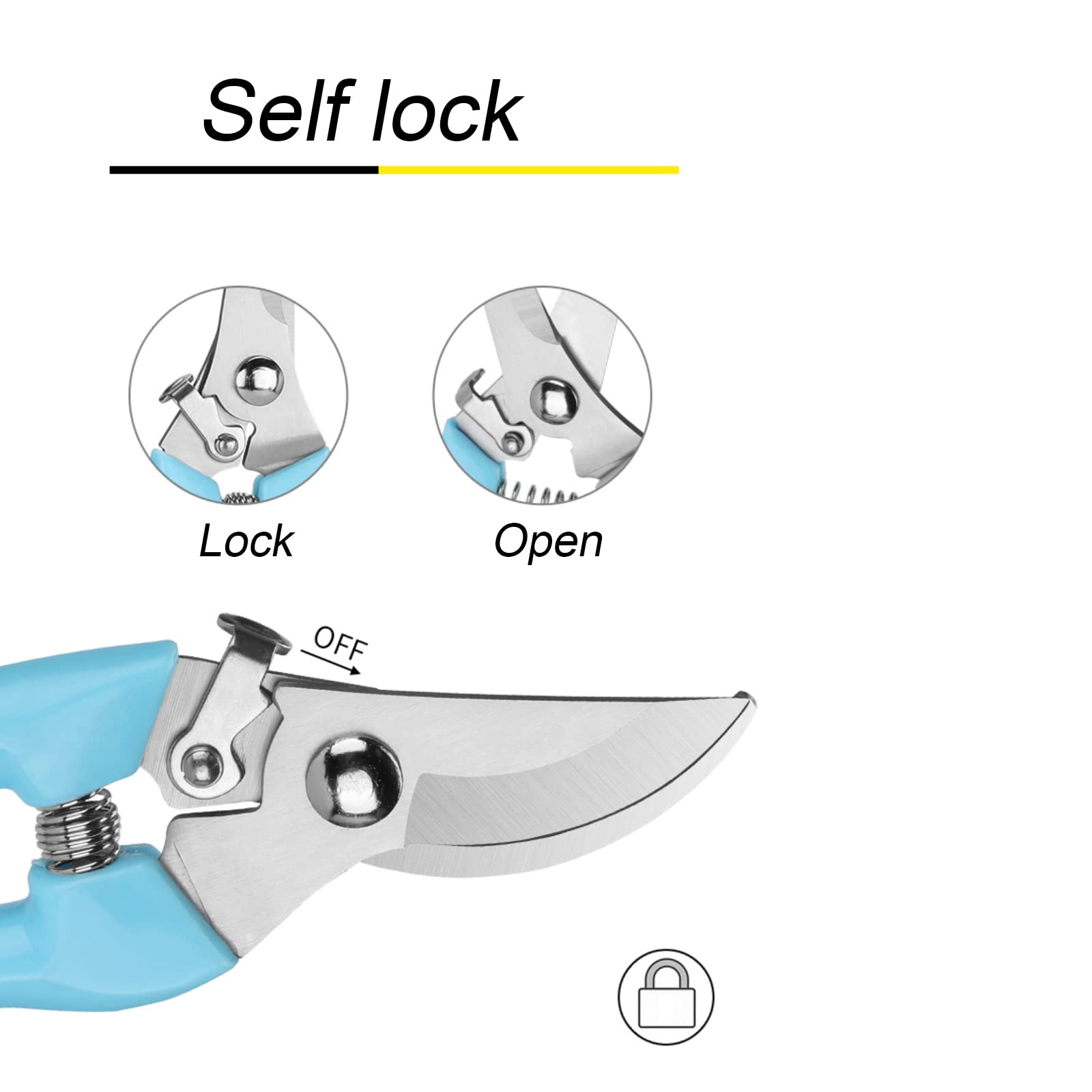 SPDTECH Curve Gardening Scissor handle and safety lock for secure storage.