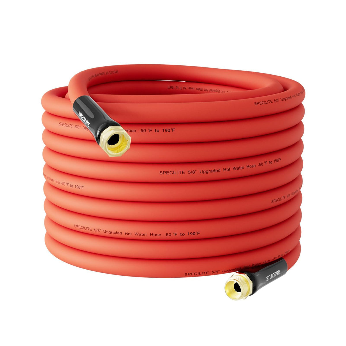 SPECILITE 5/8 inch garden hose for hot and cold tasks with 100 ft reach.