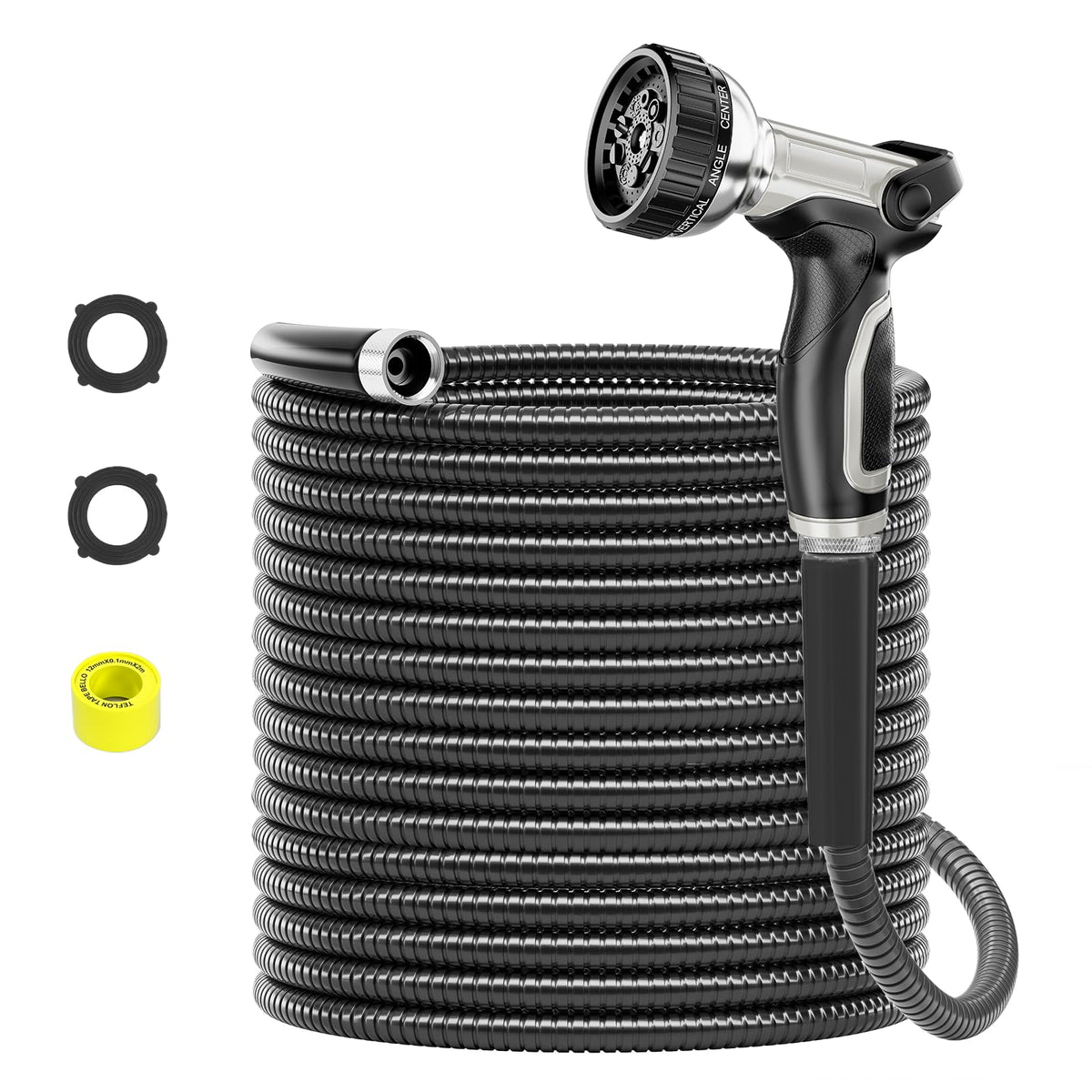 SPECILITE 50ft stainless steel hose in action with kink-free watering