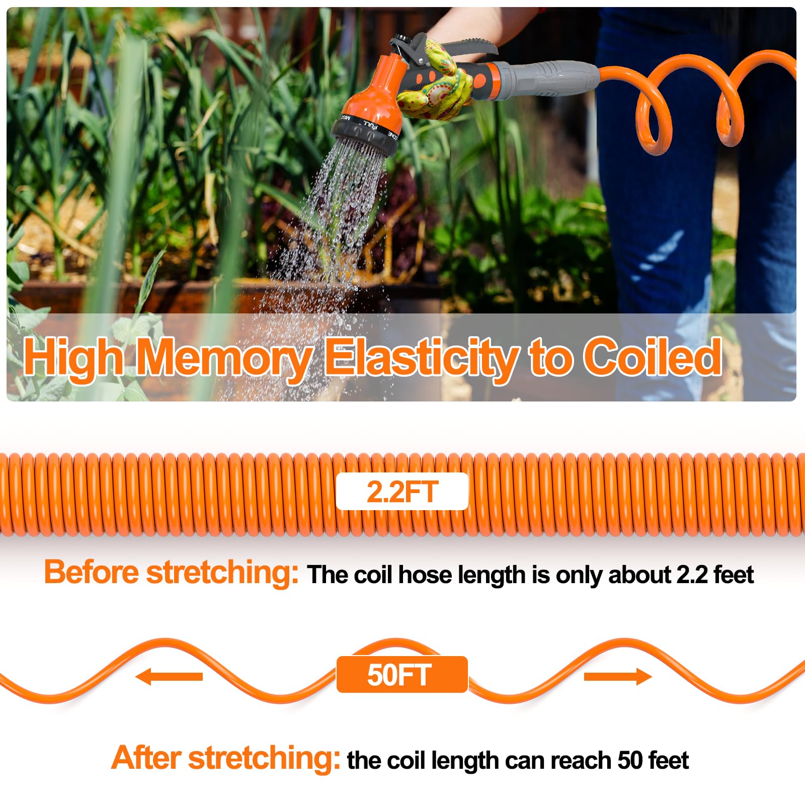 SPECILITE EVA hose showcased as lightweight design ideal for seniors.