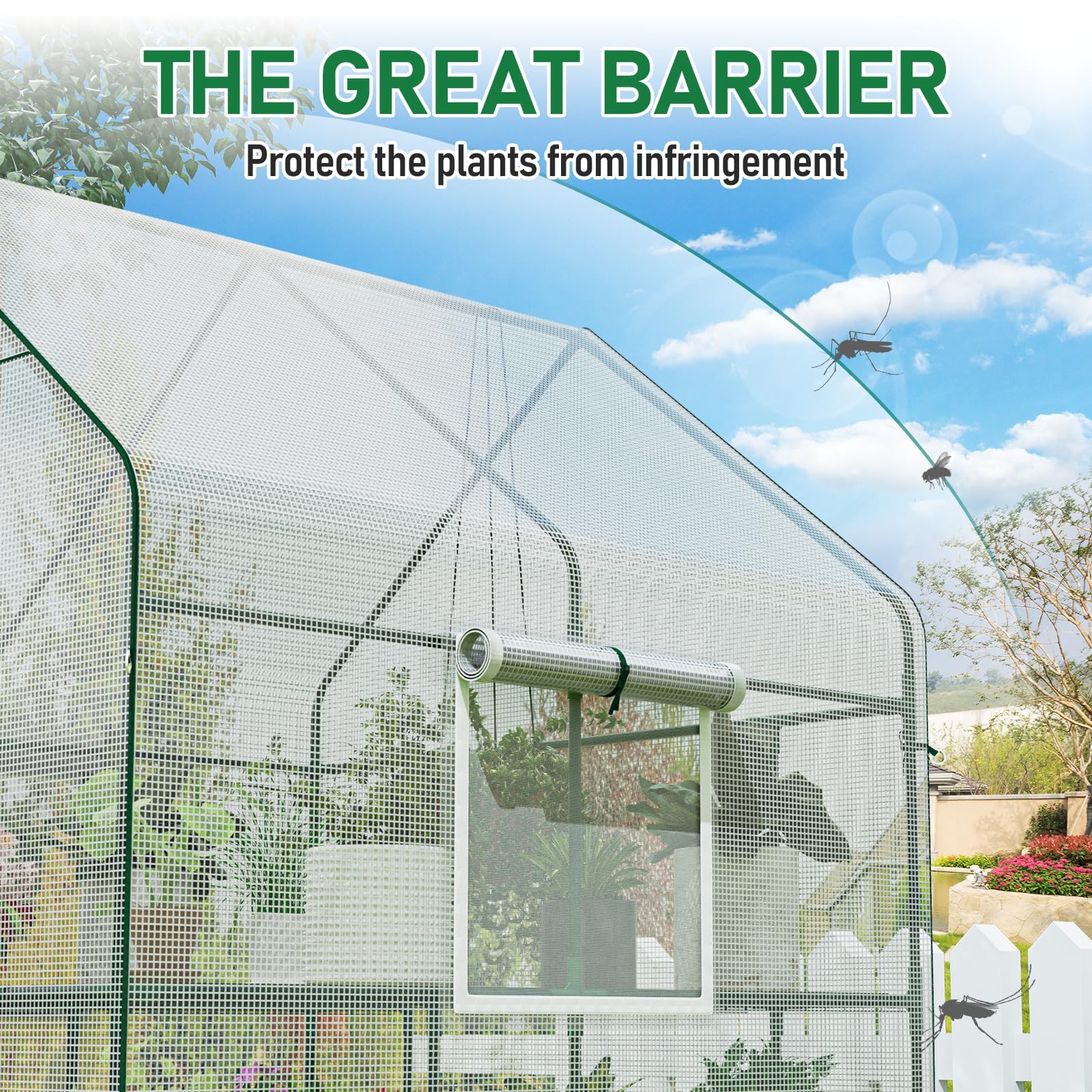 SPECILITE thick PE cover shields plants from rain and wind.