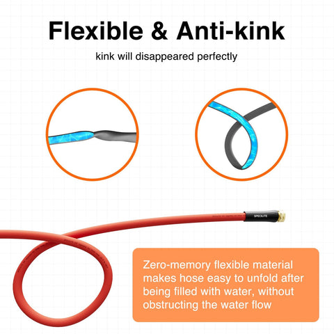 High-flow 5/8 inch hose enables faster watering and cleaning.