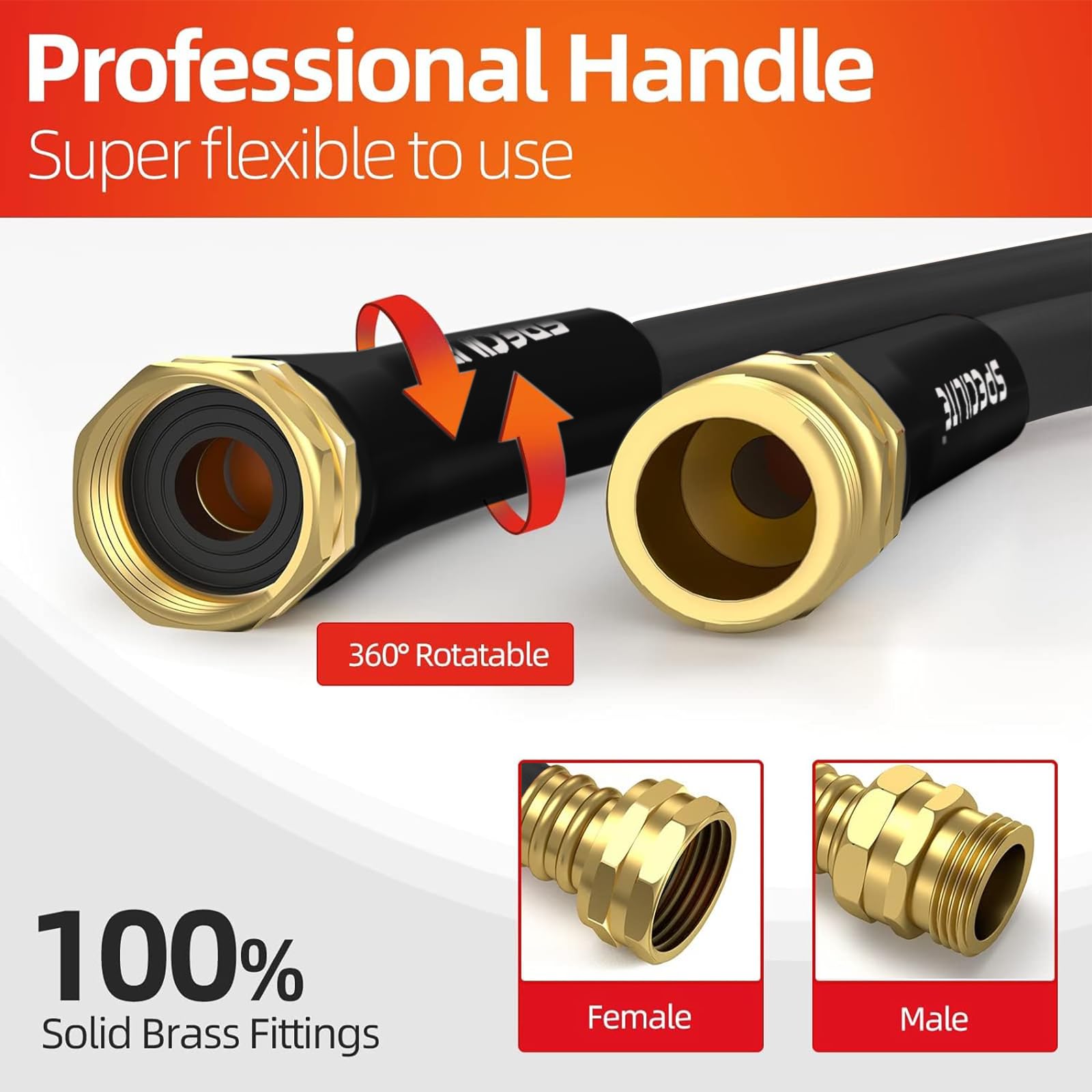 Specilite lightweight flexible hose reduces fatigue during longer watering sessions.