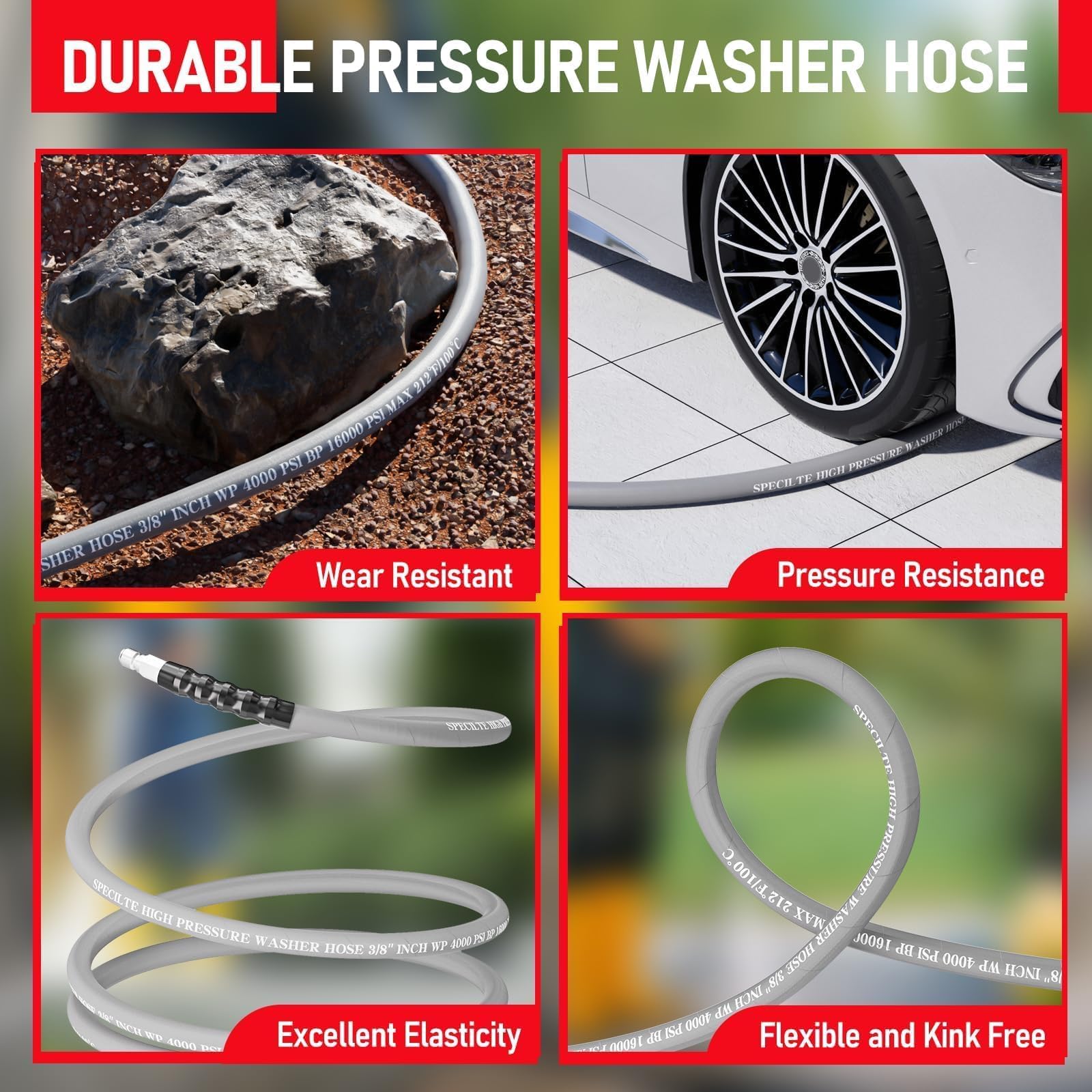 SPECILITE kink-resistant design helps maintain consistent water flow.
